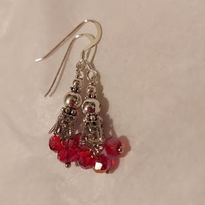 Red Austrian Crystal Dangle Sterling .925 Earwires Free Bag
